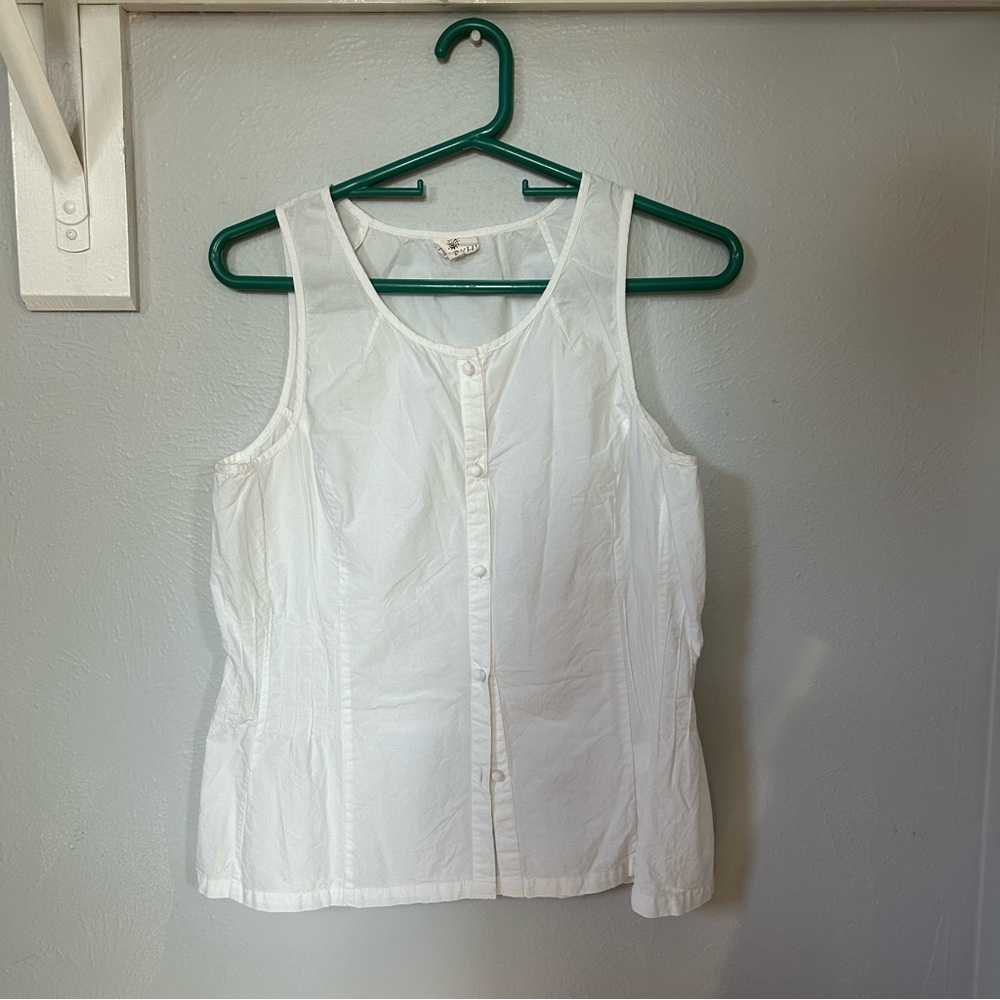 Anokhi organic cotton sleeveless button down blouse top tank summer size large